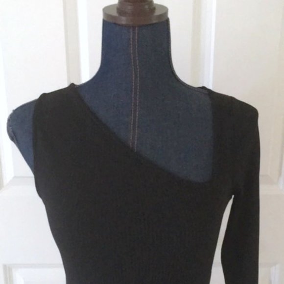 asos one shoulder one arm black ribbed bodysuit - Picture 4 of 16